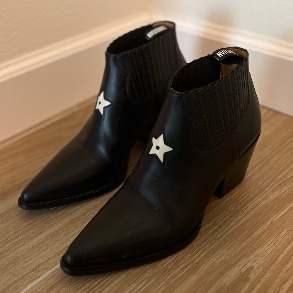 Dior Black Ankle Booties with White Star Accent